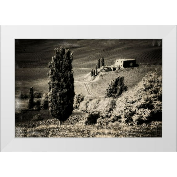 Eggers, Terry 14x11 White Modern Wood Framed Museum Art Print Titled - Italy Tuscany-Villa in the Tuscan hillside