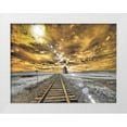 thumbnail image 1 of Eggers, Terry 14x12 White Modern Wood Framed Museum Art Print Titled - USA-Washington State-Palouse-Backcountry rail Road and Silo through wheat field with clouds, 1 of 4