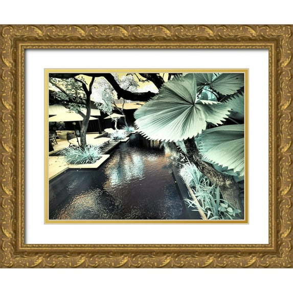 Eggers, Terry 18x15 Gold Ornate Wood Framed with Double Matting Museum Art Print Titled - Bali-Ubud-Ponds and pools at hotel in Ubud