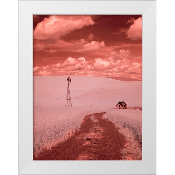 Eggers, Terry 25x32 White Modern Wood Framed Museum Art Print Titled - USA-Washington State-Palouse-Backroad through wheat field