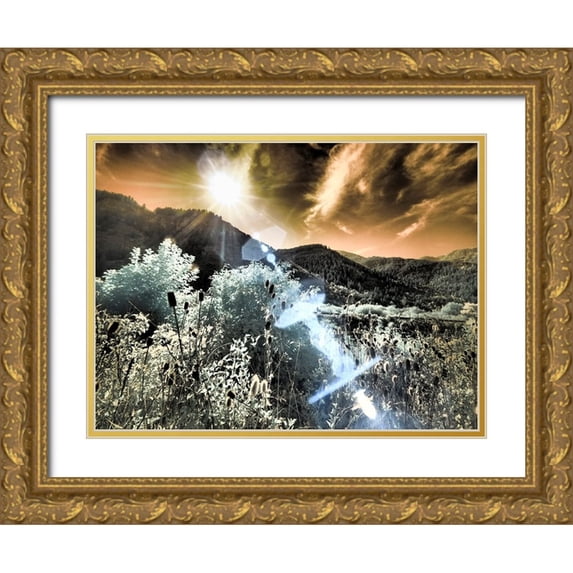 Eggers, Terry 32x25 Gold Ornate Wood Framed with Double Matting Museum Art Print Titled - USA-Utah-Infrared of the Logan Pass area with sunrays