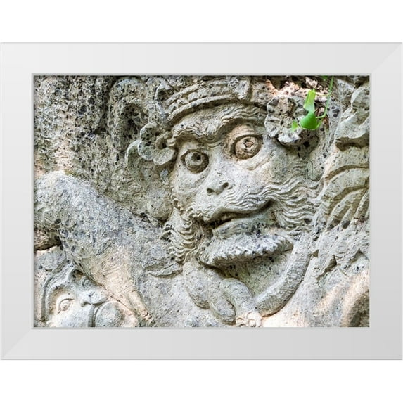 Eggers, Terry 32x25 White Modern Wood Framed Museum Art Print Titled - Indonesia-Bali-Ubud-Statue in Pura Tirta Empul temple