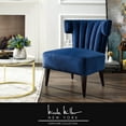 thumbnail image 1 of Eggert Navy Velvet Accent Chair - Upholstered Armless, Channel Tufted Rolled Back, Espresso Finish Tapered Legs, 1 of 10