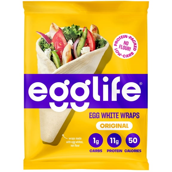 Egglife Original Egg White Wrap, Gluten Free Refrigerated Flourless Tortilla Wraps, 6 oz, 6 Count