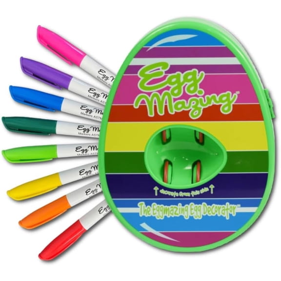 The Eggmazing Egg Decorator Easter Egg Decorator Kit - Arts and Crafts Set - Includes Egg Decorating Spinner and 8 Colorful Quick Drying Markers |Ages 3 and Up (Spring Green)