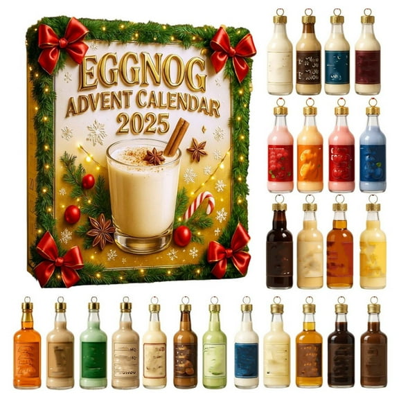Eggnog Advent Calendar 2025, 24 Days Christmas Countdown with Holiday Treats and Surprises, Festive Calendar for Family and Celebration, Unique Gift for Eggnog Enthusiasts