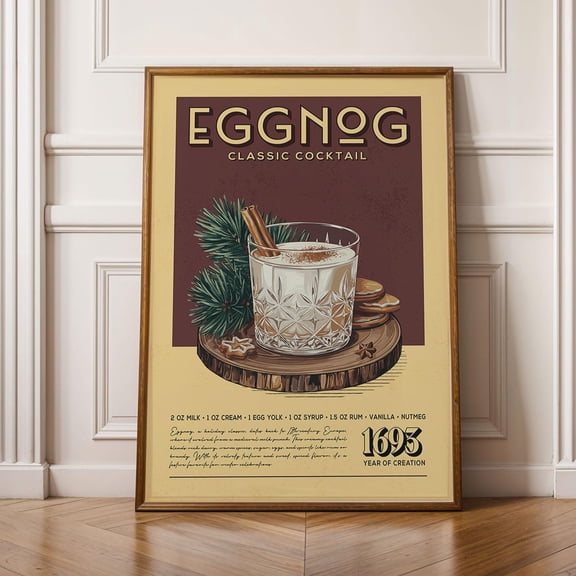 Eggnog Cocktail Print Eggnog Cocktail Bar Cart Prints Vintage Cocktail Recipe For Bar Cart