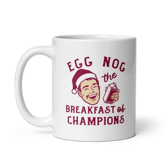 Eggnog The Breakfast Of Champions Mug Funny Xmas Drinking Coffee Cup