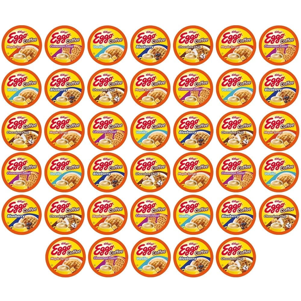 Eggo Beverages Waffle Flavored Coffee Pods, Variety Pack, Fair Trade Certified, Gluten-Free, Naturally Caffeinated, Kosher, 40 Count