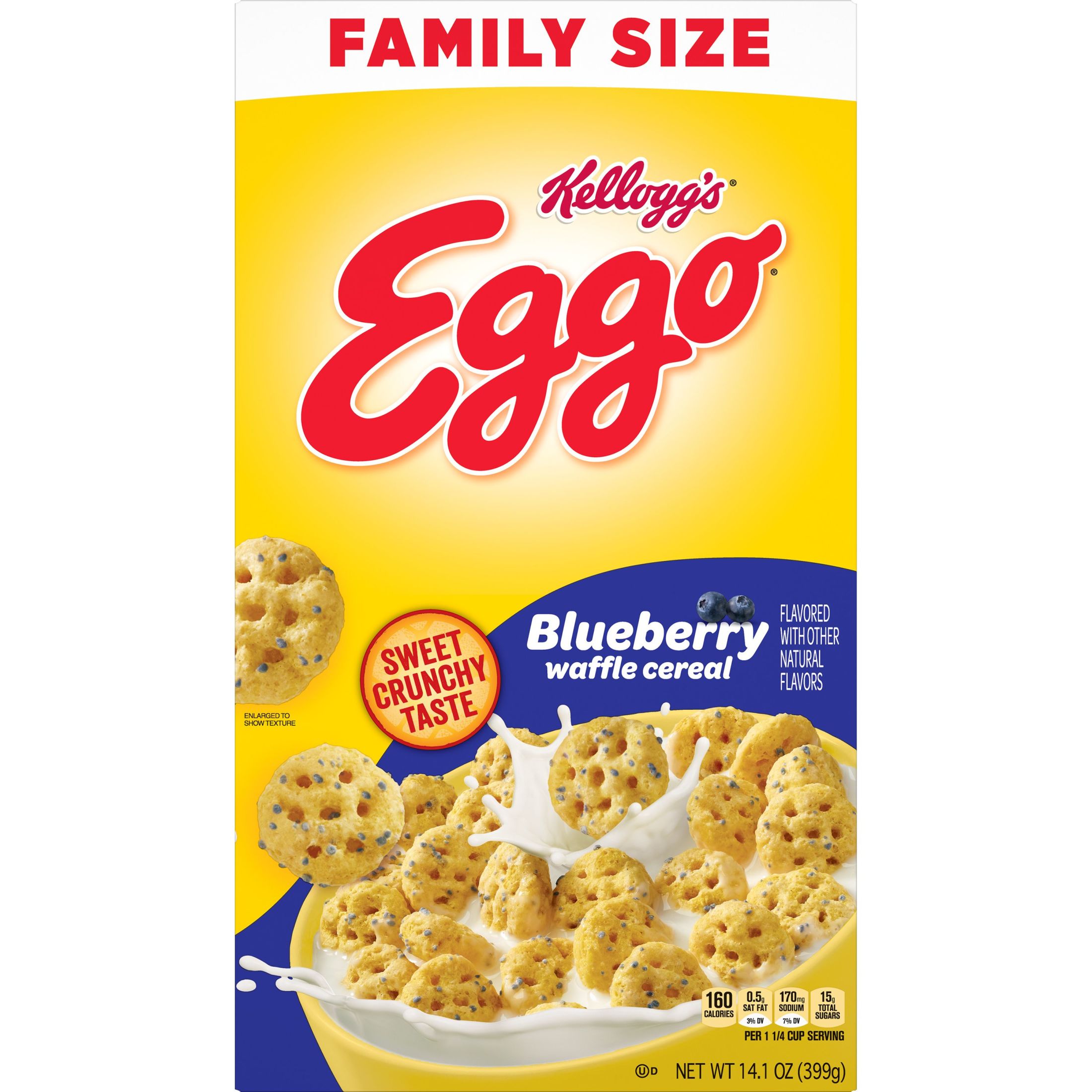 Eggo Blueberry Waffle Cold Breakfast Cereal, 14.1 oz