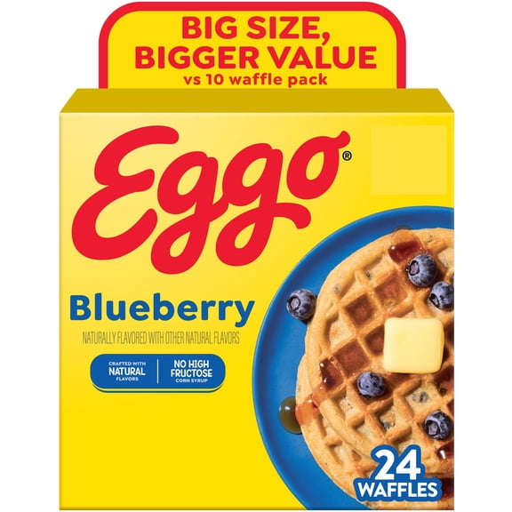 Eggo Blueberry Waffles, Breakfast Food, 29.6 oz, 24 Count (Frozen)