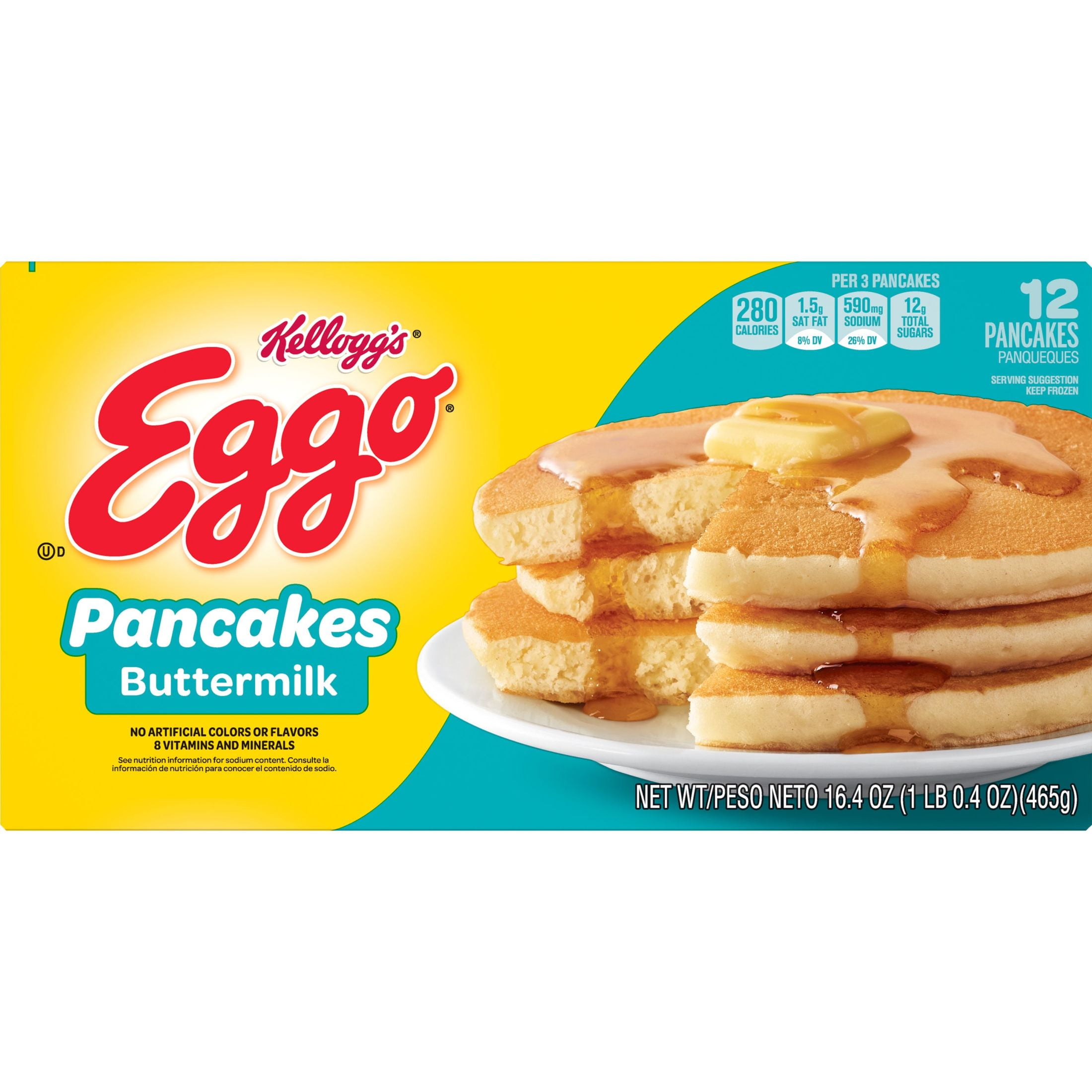 Eggo Buttermilk Frozen Pancakes, 16.4 oz, 12 Count (Frozen)