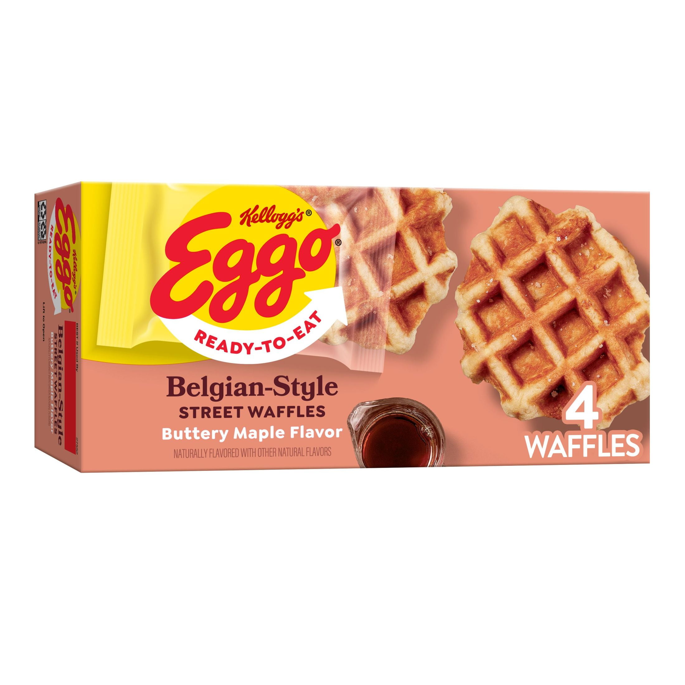 Eggo Buttery Maple Belgian Style Street Waffles Frozen Breakfast 7.76 oz 4 Count