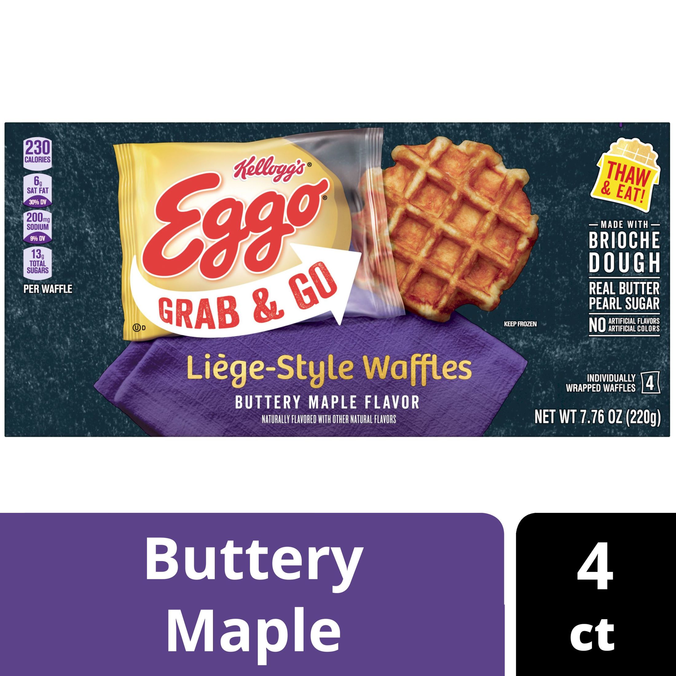 Eggo Thick and Fluffy Original Waffles, PeanutFree, 11.6 oz, 6 Count (Frozen)