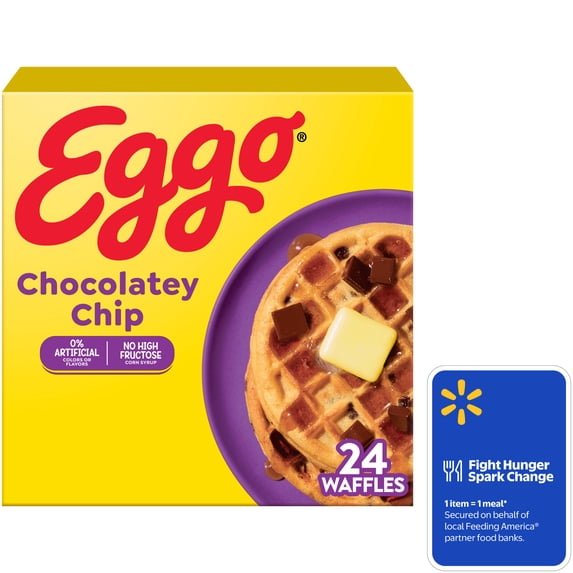 Eggo Chocolatey Chip Waffles, Breakfast Food, 29.6 oz, 24 Count (Frozen)