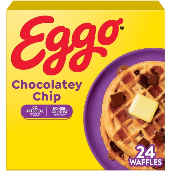 Eggo Chocolatey Chip Waffles, Breakfast Food, 29.6 oz, 24 Count (Frozen)