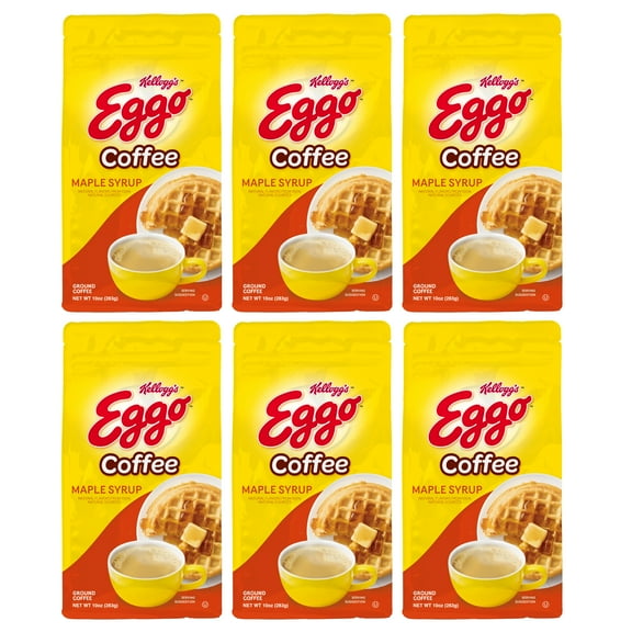 Eggo Maple Syrup Waffle Flavored Ground Coffee, Fair Trade Cert. 10 Oz Bag, 6 pack