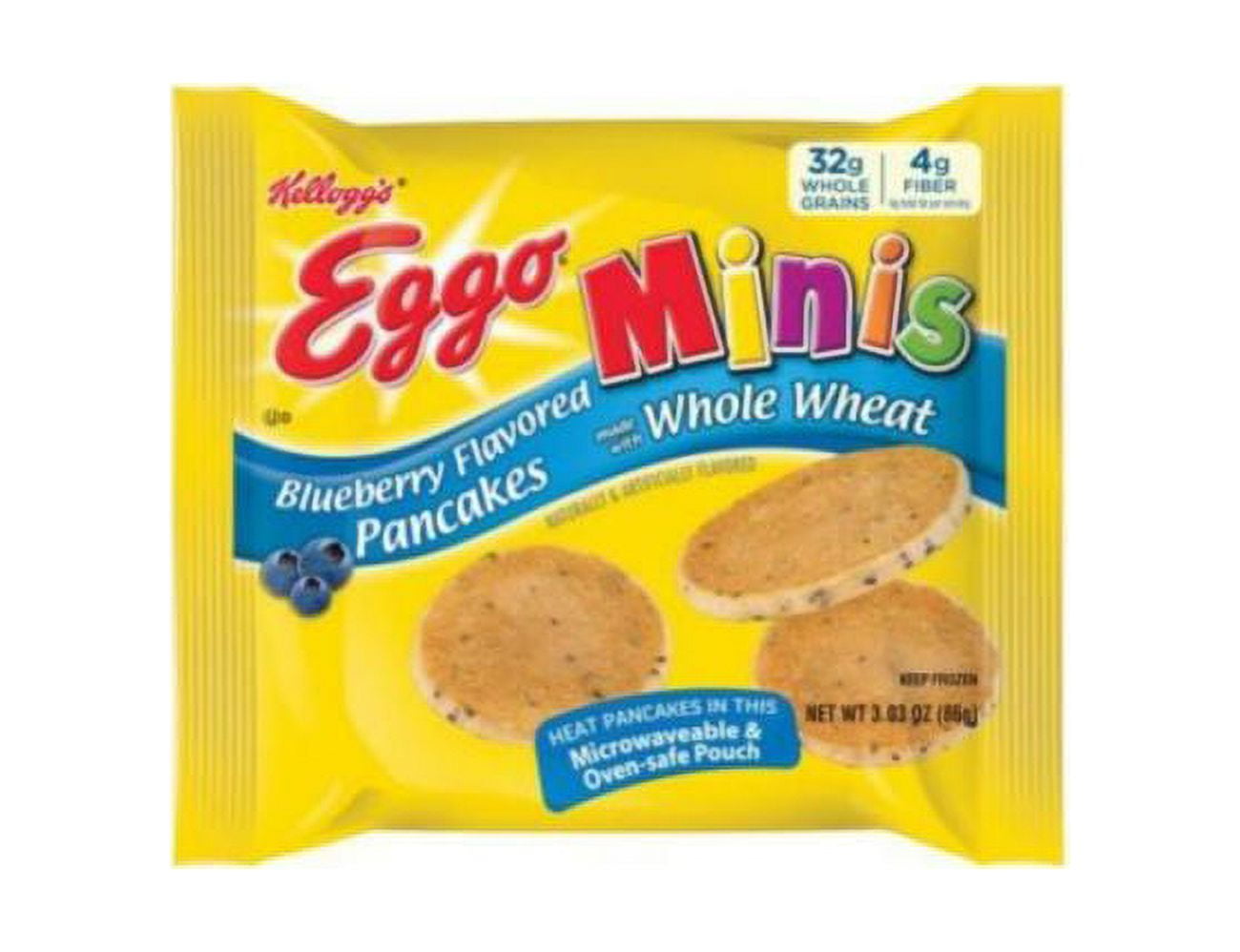 Eggo Minis Blueberry Flavored Pancake, 3.03 Ounce 72 per case