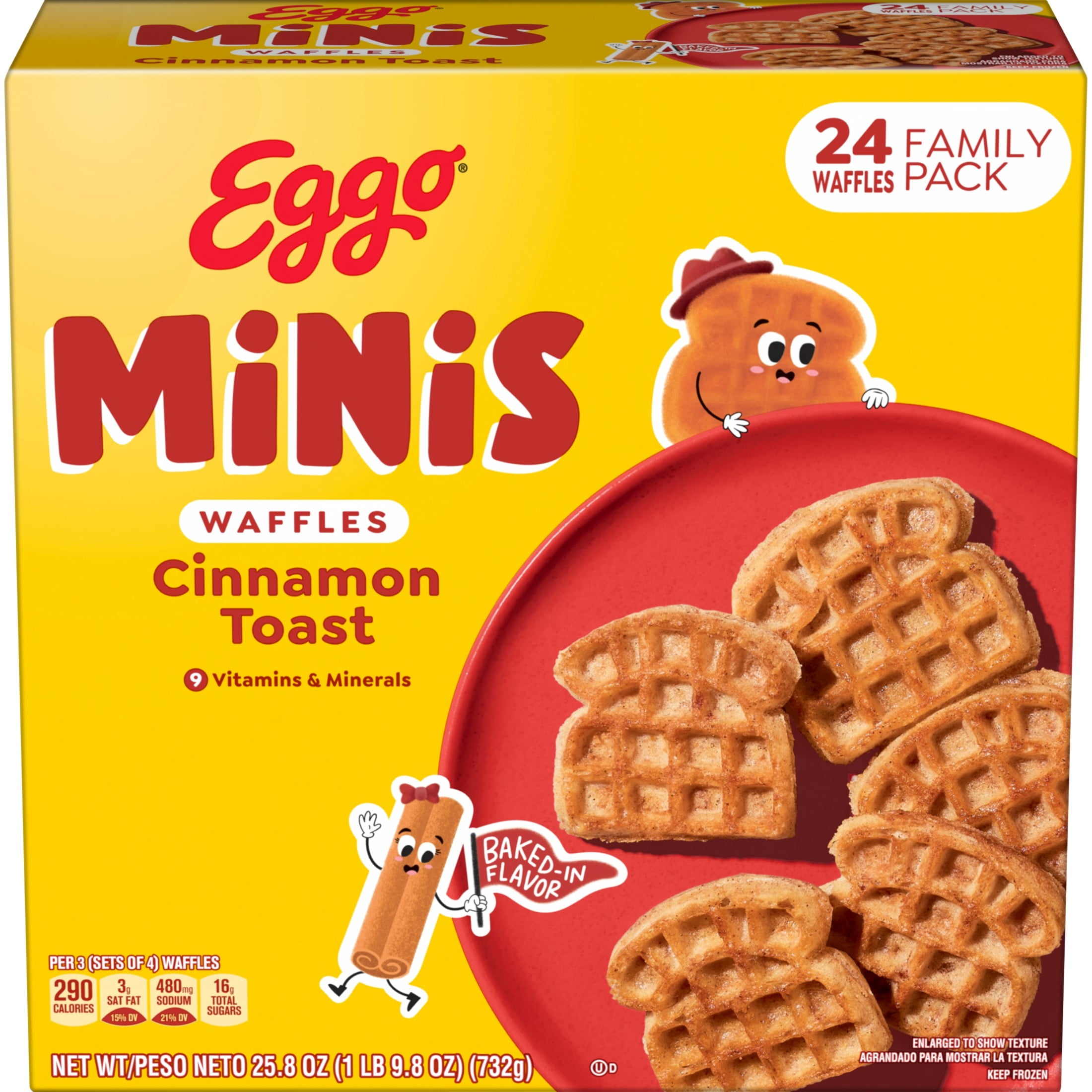 Eggo Minis Cinnamon Toast Waffle Bites, Frozen Breakfast, 25.8 oz, 24 Count