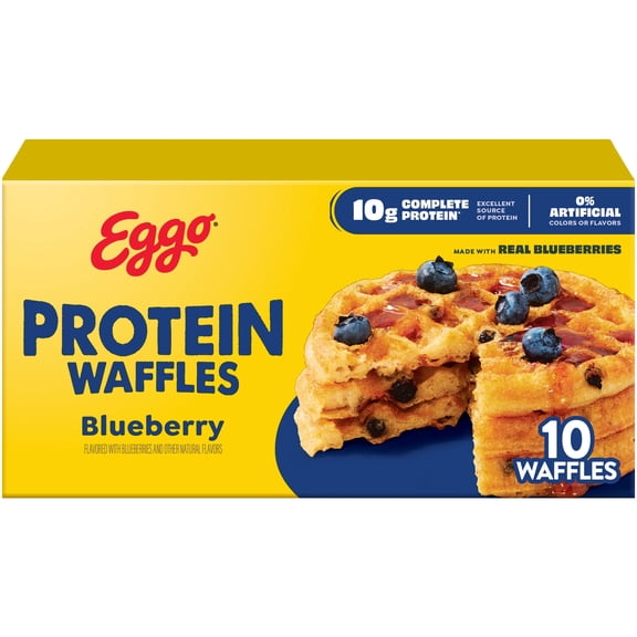Eggo Protein Blueberry Waffles, Frozen Breakfast, 12.3 oz, 10 Count