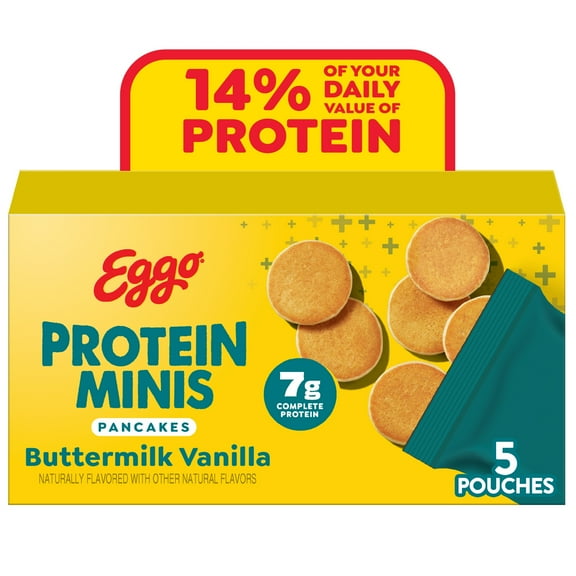 Eggo Protein Minis Buttermilk Vanilla Pancake Bites, Frozen Breakfast, 8.4 oz, 5 Count