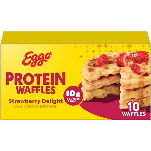Eggo Fully Loaded Strawberry Delight Protein Waffles, Frozen Breakfast, 12.3 oz, 10 Count
