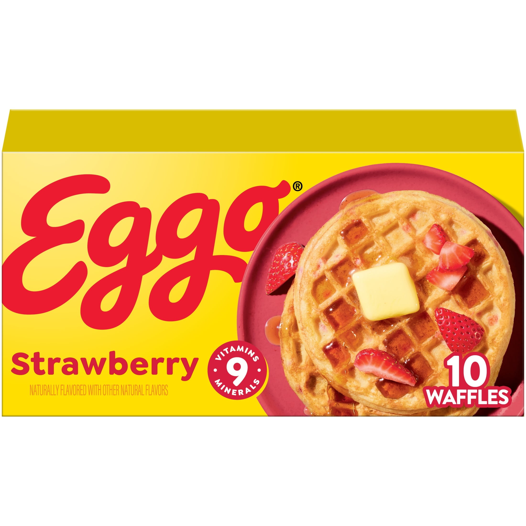 Eggo Strawberry Waffles, Frozen Breakfast, 12.3 oz, 10 Count, Regular ...
