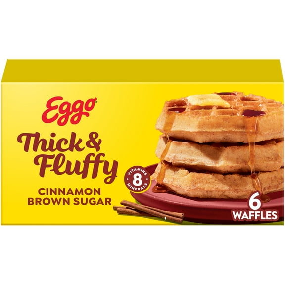 Eggo Thick and Fluffy Cinnamon Brown Sugar Waffles, Frozen Breakfast, 11.6 oz, 6 Count