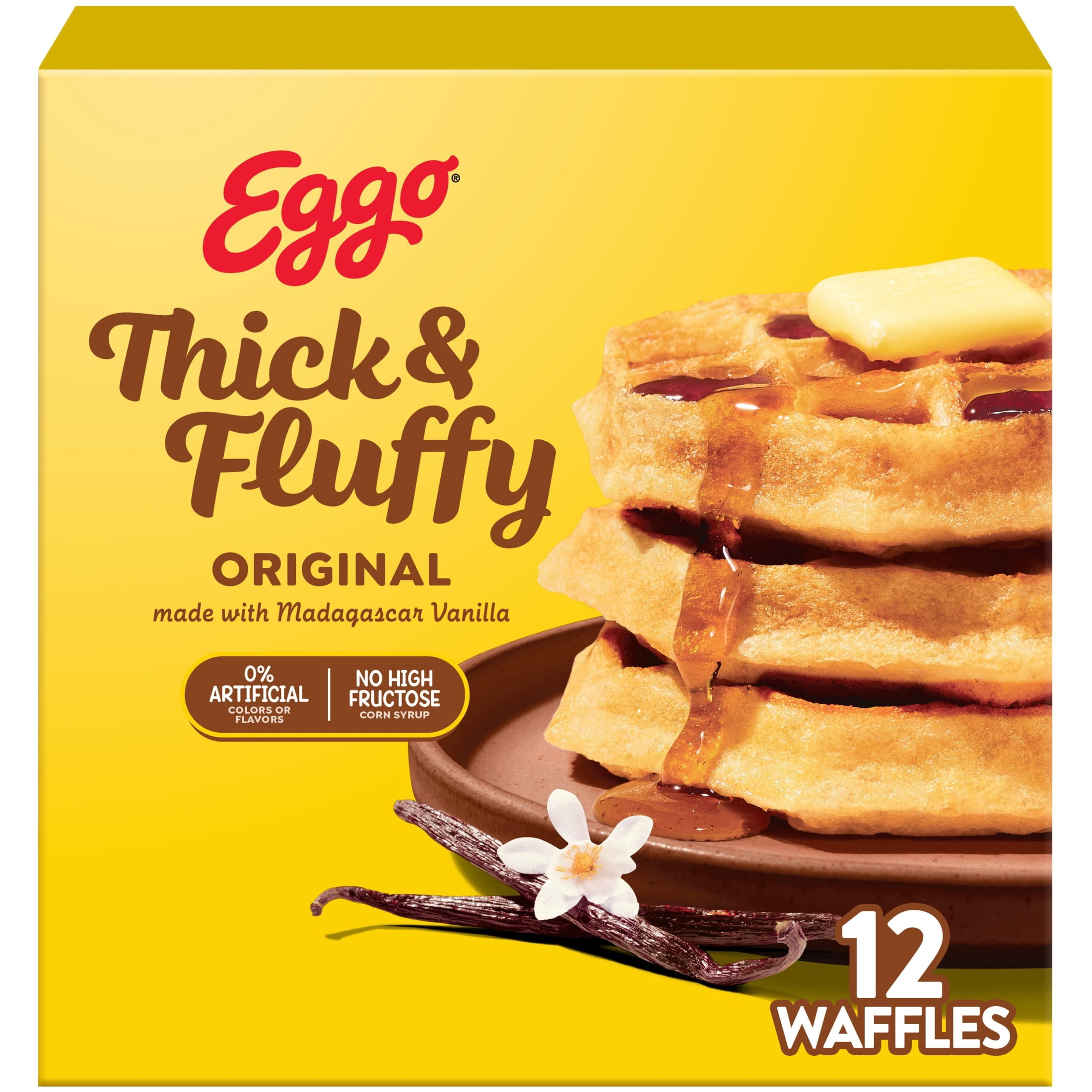 Eggo Thick and Fluffy Original Waffles, Breakfast Food, 23.2 oz, 12 Count (Frozen)