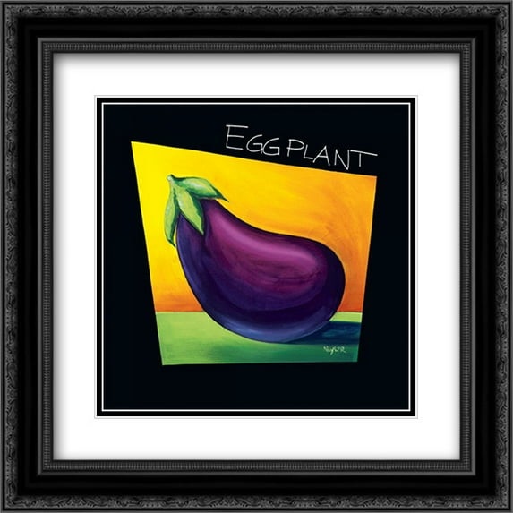 Eggplant 2x Matted 20x20 Black Ornate Framed Art Print by Naylor, Mary
