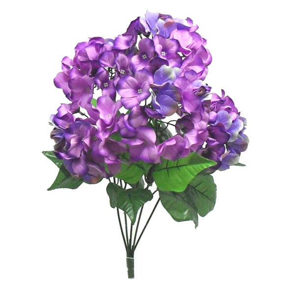 Eggplant Amethyst Hydrangea 21in Artificial Polysilk Faux Fake Flower Bush for Craft Home Garden Outdoor Bouquet Arrangement Ceremony Wedding Arch Floral Wall Aisle Decor (Purple, Set of 2)
