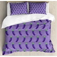 thumbnail image 1 of Eggplant Duvet Cover Set, Appetizing Eggplants in Order Symmetrical Foods Ingredients Themed Ornament, Decorative 3 Piece Bedding Set with 2 Pillow Shams, King Size, Purple and Green, by Ambesonne, 1 of 3