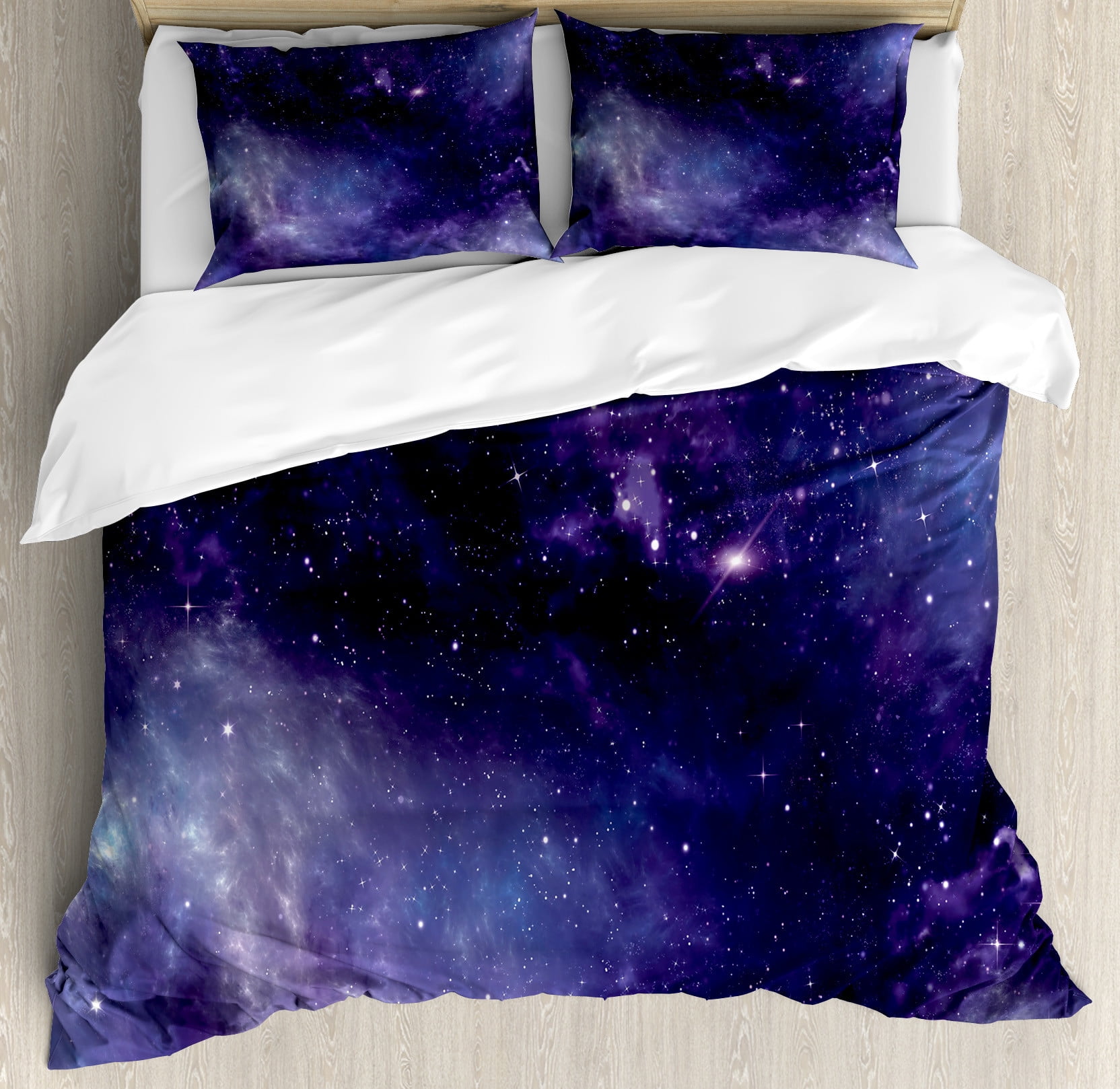 Eggplant Duvet Cover Set, Sky with the Open Space Star Constellations