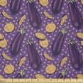 thumbnail image 1 of Eggplant Fabric by The Yard, Realistic Looking Eggplants with Eighties Inspired and Dotted Purple Background, Stretch Knit Fabric for Clothing Sewing and Arts Crafts, 2 Yards, Purple Beige, Ambesonne, 1 of 1