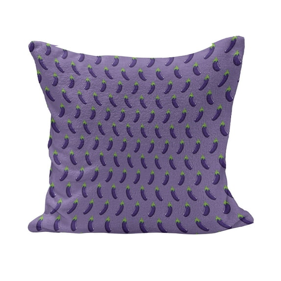 Eggplant Fluffy Throw Pillow Cushion Cover, Appetizing Eggplants in Order Symmetrical Vegan Foods Healthy Fresh Ingredients, Decorative Square Pillow Case, 20" x 20", Purple Violet, by Ambesonne