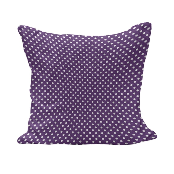 Eggplant Fluffy Throw Pillow Cushion Cover, Polish White Orderly Polka Dots and Purple Background with Traditional Pattern, Decorative Square Accent Pillow Case, 26" x 26", Purple White, by Ambesonne