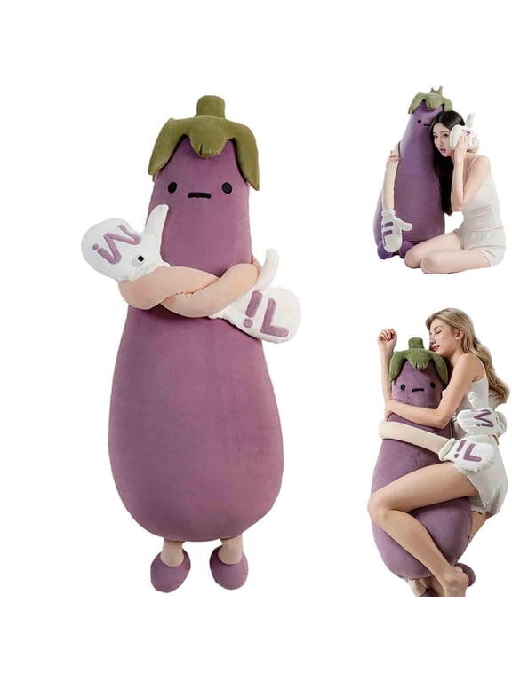 Eggplant Hugging Pillow,Eggplant Patting Pillow with RC Heat&Pat Arm+Bluetooth Voice Recording,Long Leg Hugger Sleep Cuddle Pillows,Ultimate Sleeping Buddy for Adult