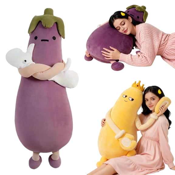 Eggplant Hugging Pillow, Mango Patting Pillow with Heating & Bluetooth Recording