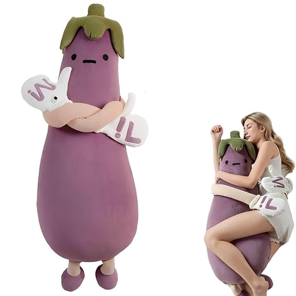 Eggplant Hugging Pillow, Smart RC Heat&pat Arm, Partner Plush Comfort Pillows for Side Sleepers, Bed and Couch Washable Sleep Companion and Decorative Throw