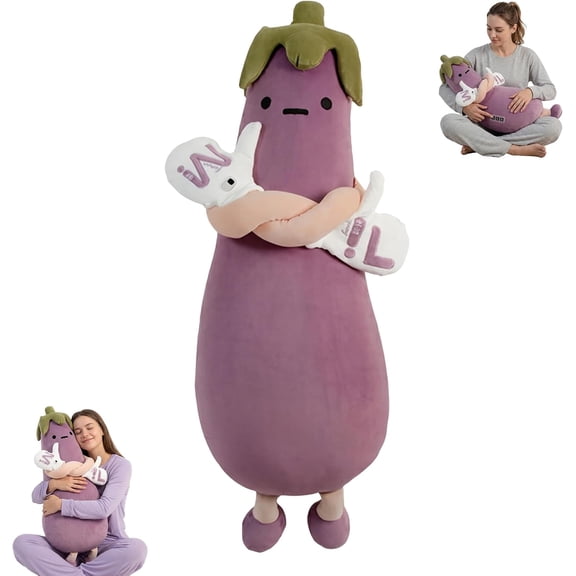 Eggplant King Hugging Pillow Purple Toy Throw Freeform Pillows Decorative Patting Pllow Plush Doll Shaped Extra Large Hug Sleep for Adults Aid Partner Comfort Sir Cuddle Bed Couch Dark