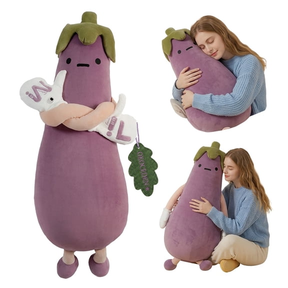Eggplant King Hugging Pillow Purple Toy Throw Freeform Pillows Decorative Patting Pllow Plush Doll Shaped Extra Large Hug Sleep for Adults Aid Partner Comfort Sir Cuddle Bed Couch Dark