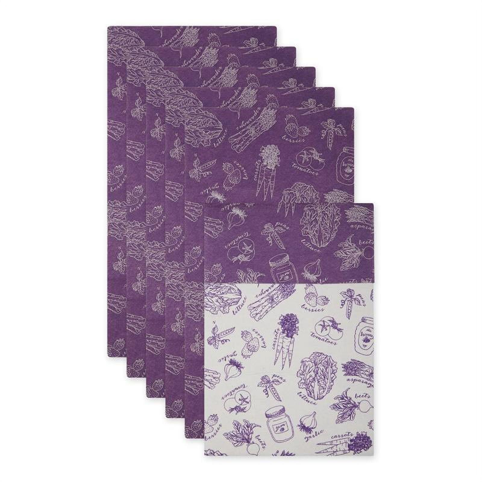 Eggplant Market Print Non-Adhesive Fridge Liners, 12x24, 6 Piece Set