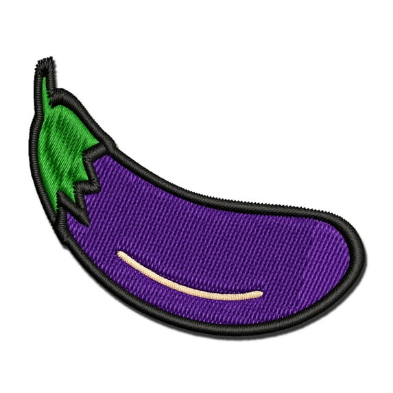 Eggplant Outline Applique Multi-Color Embroidered Iron-On Patch - 2.0 Inch Mini