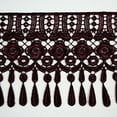 thumbnail image 1 of Eggplant Plum 5/8”~5-1/8” Embroidered Floral Venice Lace Trim Guipure By Yard (CX005 (4")), 1 of 2