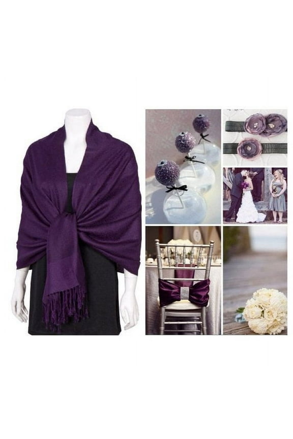 Eggplant Purple Pashmina Scarf Shawl, Bridesmaid Shawl, Bridal Wrap, Wedding Shawl