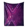 thumbnail image 1 of Eggplant Soft Flannel Fleece Throw Blanket, Abstract Purple Parallel Lines in a Violet Environment with Circles, Cozy Plush for Indoor and Outdoor Use, 60" x 80", Violet Pink, by Ambesonne, 1 of 5