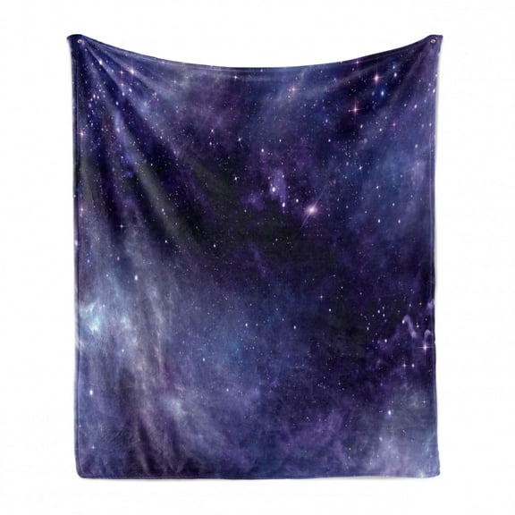 Eggplant Soft Flannel Fleece Throw Blanket, Sky with the Open Space Star Constellations and Gloomy Atmosphere Heavenly Bodies, Cozy Plush for Indoor and Outdoor Use, 60" x 80", Indigo, by Ambesonne