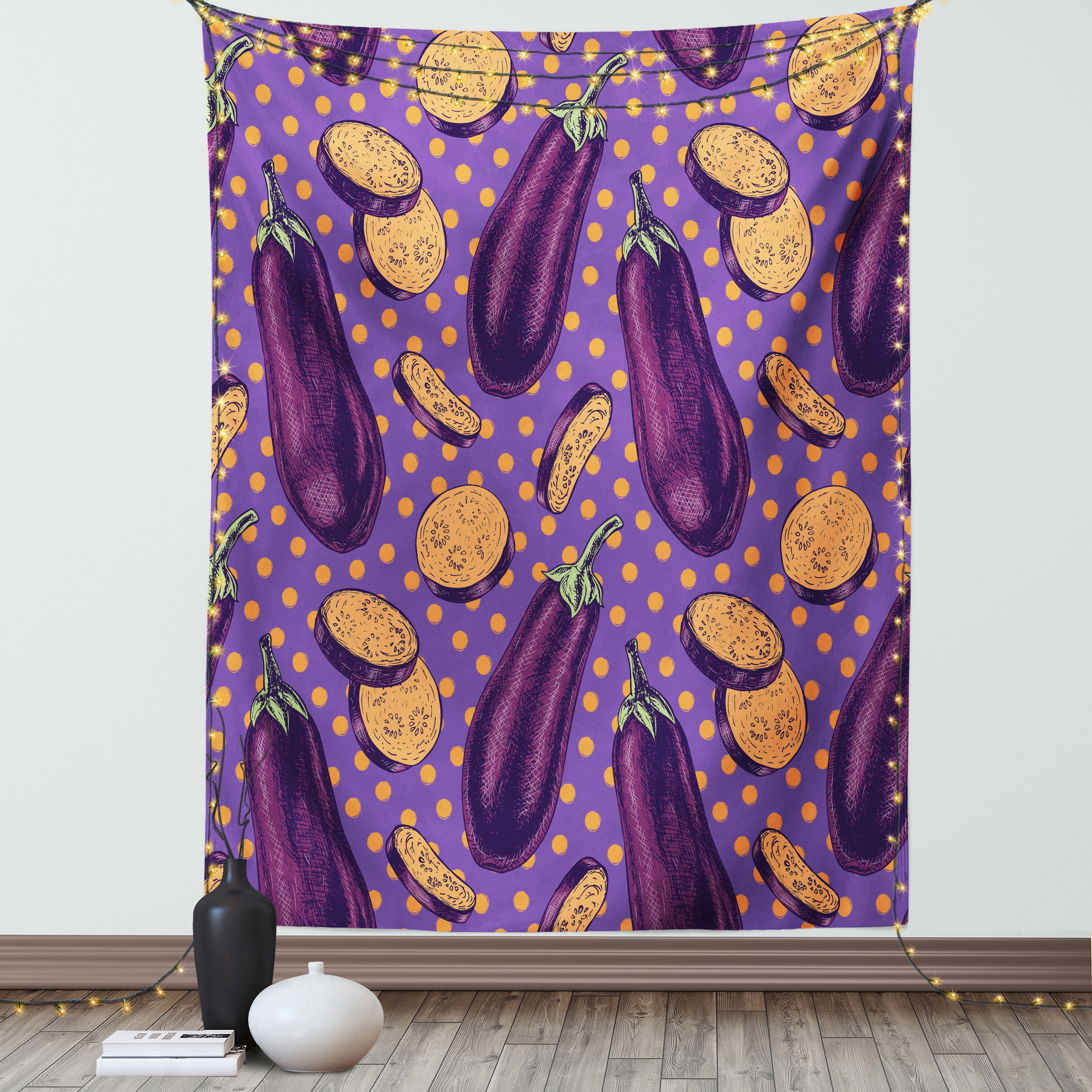 Eggplant Tapestry, Realistic Looking Eggplants with Eighties Inspired ...
