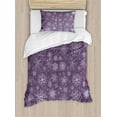 thumbnail image 1 of Eggplant Twin Size Duvet Cover Set, Christmas Inspired Cute Flowers Snowflakes and Swirls in a Violet Delicate Environment, Decorative 2 Piece Bedding Set with 1 Pillow Sham, Violet, by Ambesonne, 1 of 3