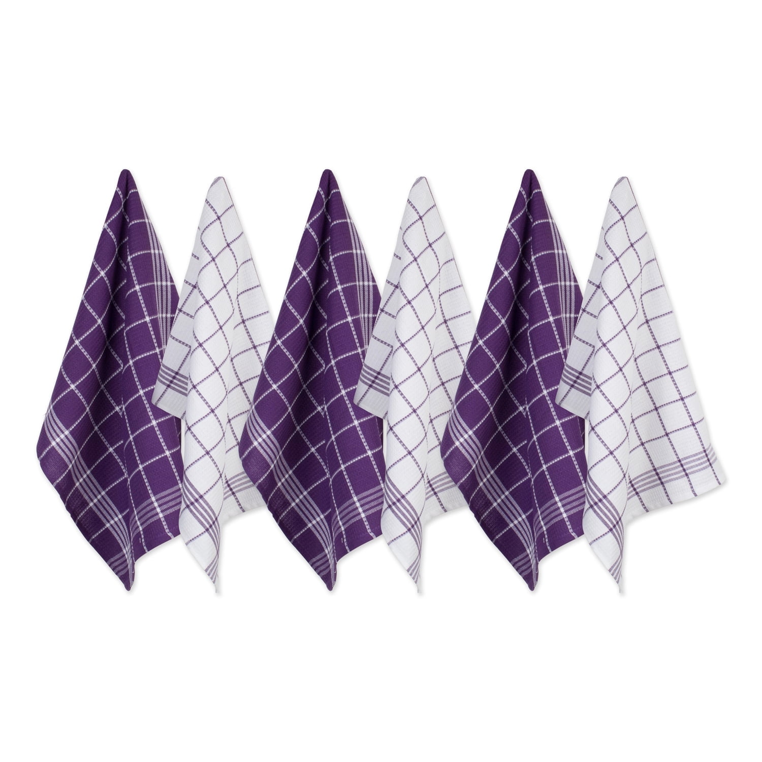 Eggplant Waffle Weave Cotton Kitchen Towel Set
